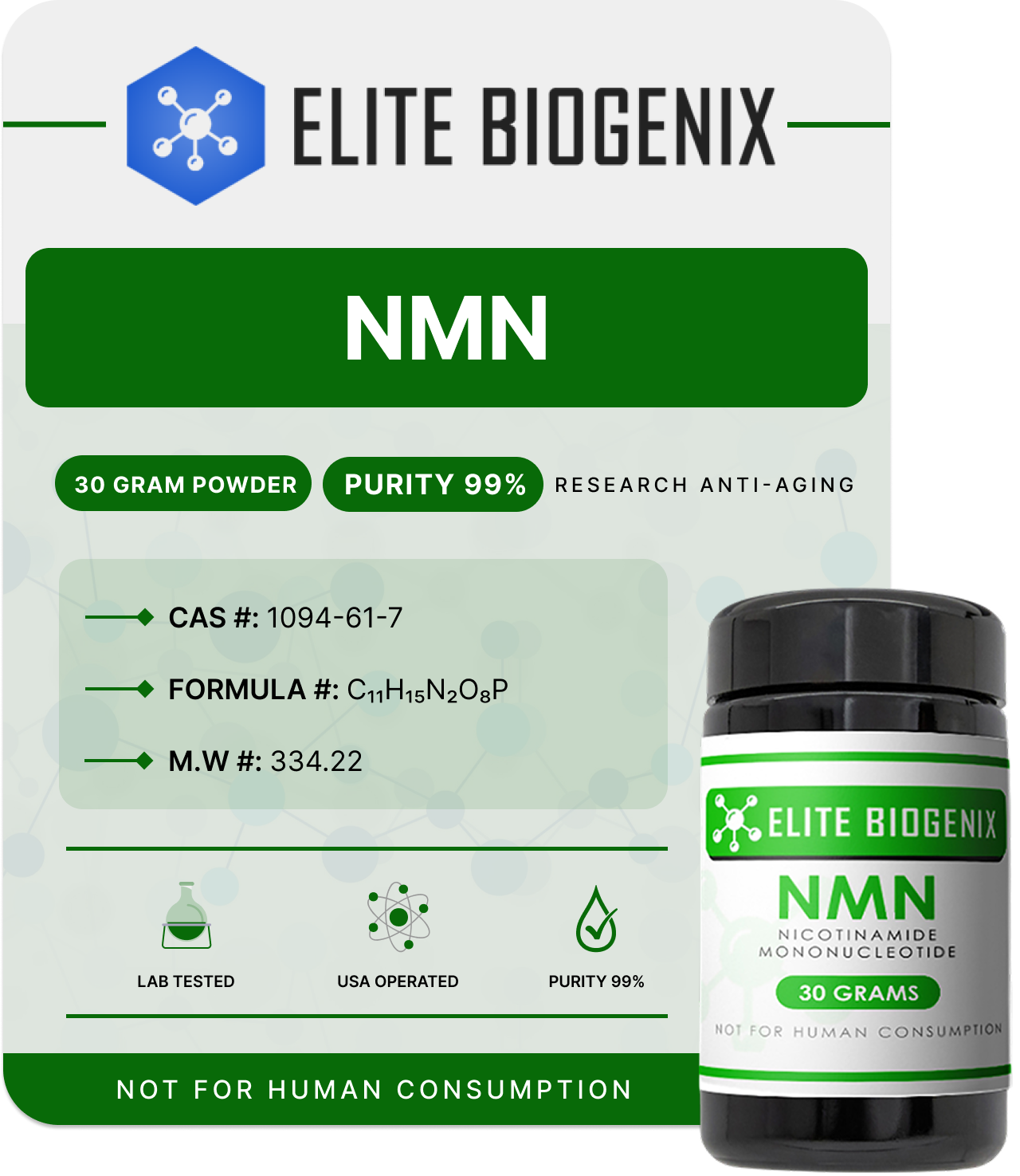 NMN (NICOTINMIDE MONONUCLEOTIDE) 30 GRAM POWDER